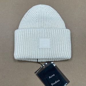 Acne Studios Cream Wool Knit Fisherman Beanie Toque Hat New